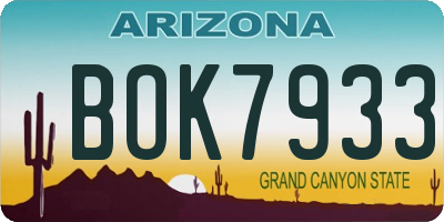 AZ license plate BOK7933