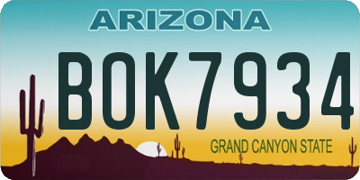 AZ license plate BOK7934
