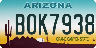 AZ license plate BOK7938