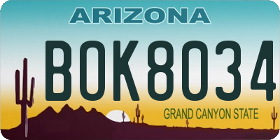 AZ license plate BOK8034