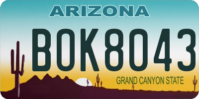 AZ license plate BOK8043