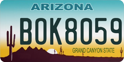 AZ license plate BOK8059