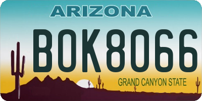AZ license plate BOK8066