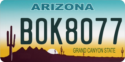 AZ license plate BOK8077