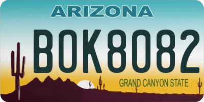 AZ license plate BOK8082