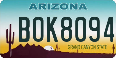 AZ license plate BOK8094
