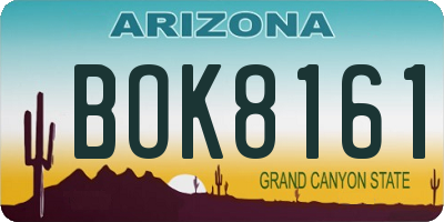 AZ license plate BOK8161