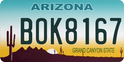 AZ license plate BOK8167