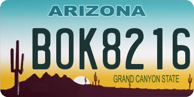 AZ license plate BOK8216