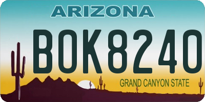 AZ license plate BOK8240