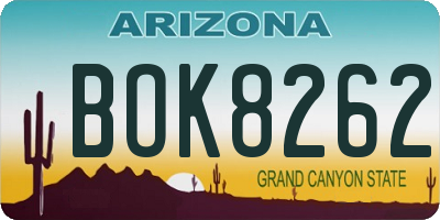 AZ license plate BOK8262