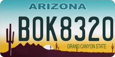 AZ license plate BOK8320