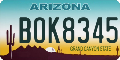AZ license plate BOK8345