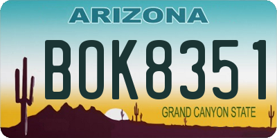 AZ license plate BOK8351