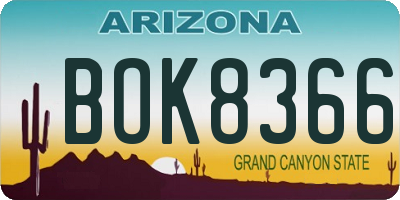 AZ license plate BOK8366