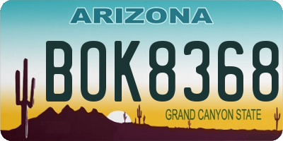 AZ license plate BOK8368