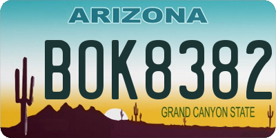 AZ license plate BOK8382