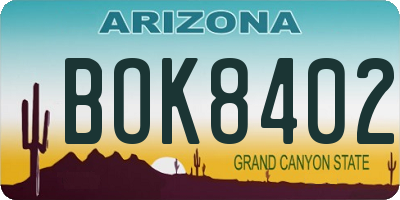 AZ license plate BOK8402