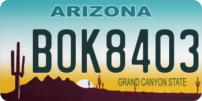 AZ license plate BOK8403