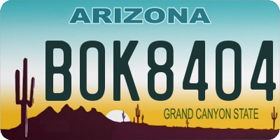 AZ license plate BOK8404
