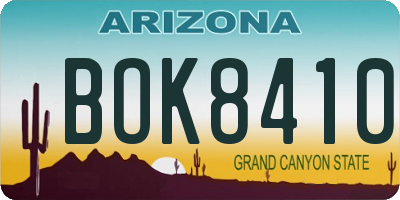 AZ license plate BOK8410