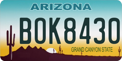 AZ license plate BOK8430