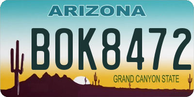 AZ license plate BOK8472