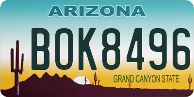 AZ license plate BOK8496