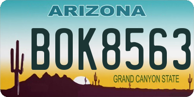 AZ license plate BOK8563