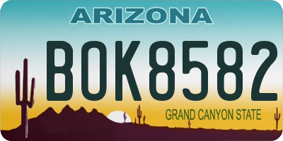 AZ license plate BOK8582