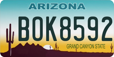 AZ license plate BOK8592