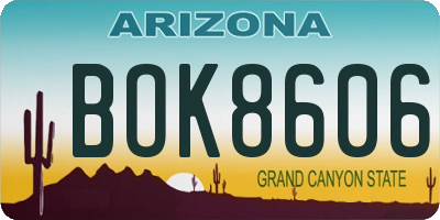 AZ license plate BOK8606