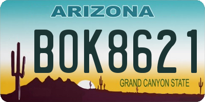 AZ license plate BOK8621