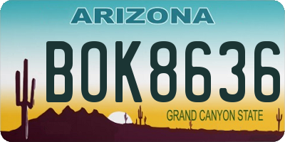 AZ license plate BOK8636