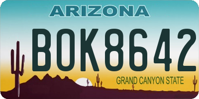 AZ license plate BOK8642