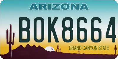 AZ license plate BOK8664