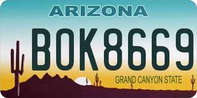 AZ license plate BOK8669