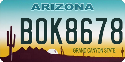 AZ license plate BOK8678