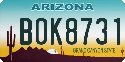 AZ license plate BOK8731