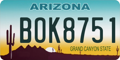 AZ license plate BOK8751