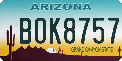 AZ license plate BOK8757