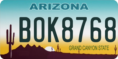 AZ license plate BOK8768