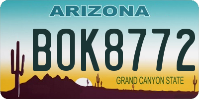 AZ license plate BOK8772