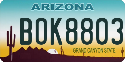 AZ license plate BOK8803