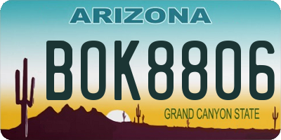 AZ license plate BOK8806