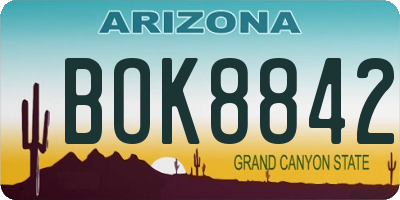 AZ license plate BOK8842