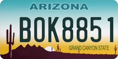 AZ license plate BOK8851