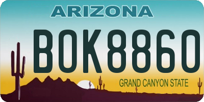 AZ license plate BOK8860
