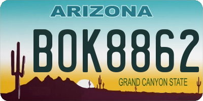 AZ license plate BOK8862