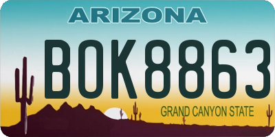 AZ license plate BOK8863